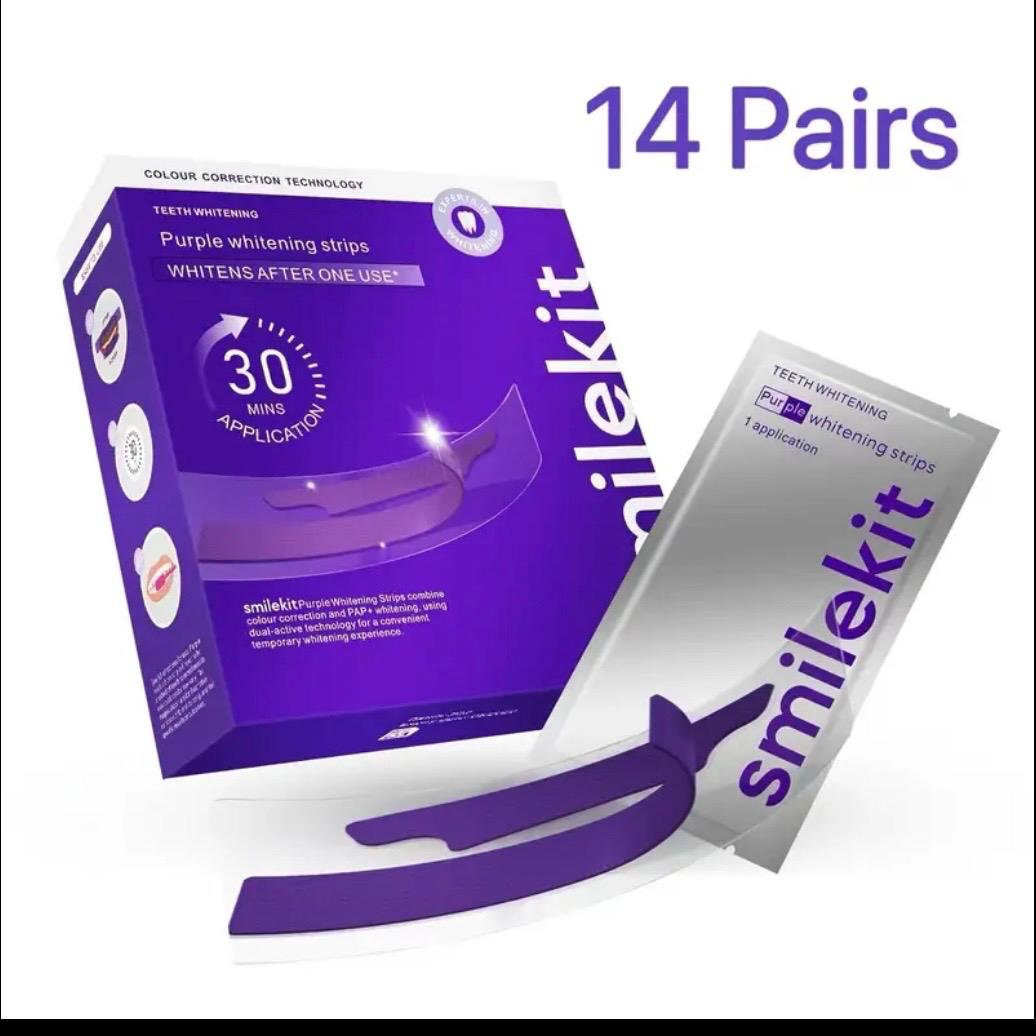 14 Pairs New Purple Teeth Strips, Daily Use & Travel Oral Cleaning Strips