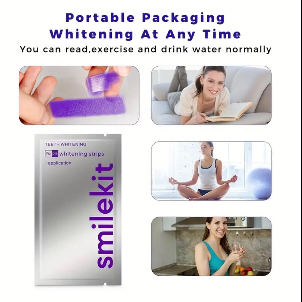 14 Pairs New Purple Teeth Strips, Daily Use & Travel Oral Cleaning Strips